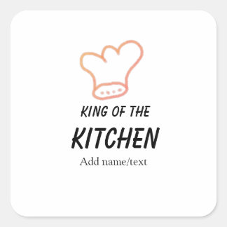 Sticker Carré Roi du chef de cuisine cuisine ajouter nom couronn