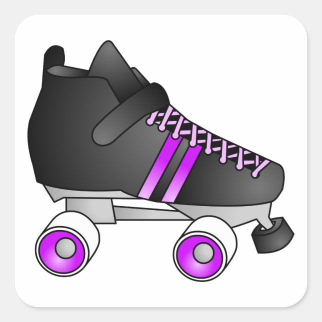 Sticker Carré Roller Derby Patins noir et violet (Devant)