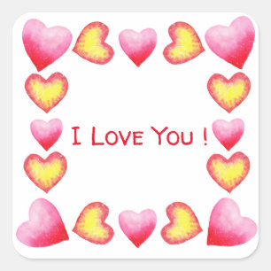 Sticker Carré Romantique minimaliste Je t'aime Saint Valentin