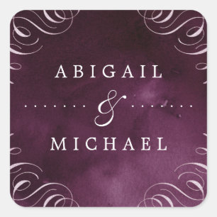 Sticker Carré Romantique moody prum calligraphie vintage mariage