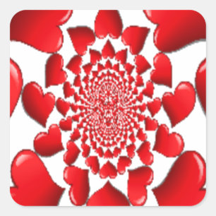 Sticker Carré Romantique Red Hearts Art Motif Imprimer