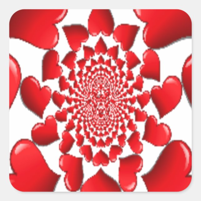 Sticker Carré Romantique Red Hearts Art Motif Imprimer (Devant)