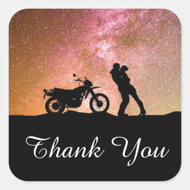Sticker Carré Romantique Twilight Galaxy Couple Mariage Merci (Devant)