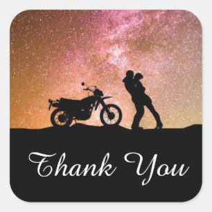 Sticker Carré Romantique Twilight Galaxy Couple Mariage Merci