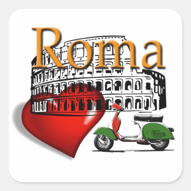 Sticker Carré Rome in my Heart (Devant)