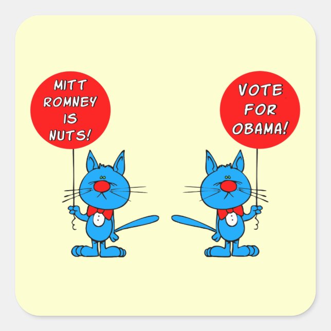 Sticker Carré Romney est fou de voter pour Obama (Devant)