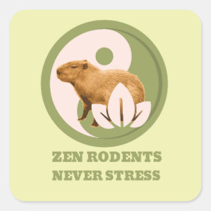 Sticker Carré Rongeurs Zen N'Ont Jamais De Stress Humour Capybar