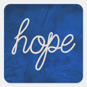 Sticker Carré Rope HOPE Texte Sur Cuir Bleu