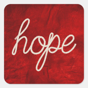 Sticker Carré Rope HOPE Texte sur le cuir rouge