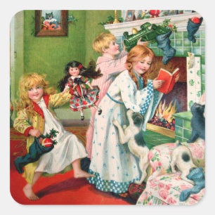 Sticker Carré Rosa C. Petherick : Matin de Noël