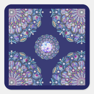 Sticker Carré Rosace bleue