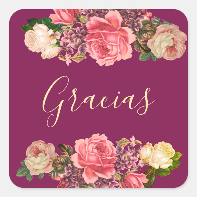 Sticker Carré Rosas Rosas, peonías y violetas (Devant)