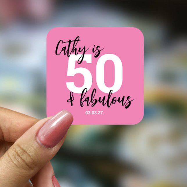 Sticker Carré rose 50e anniversaire (Créateur téléchargé)