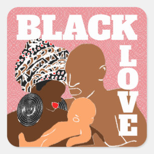 Sticker Carré rose Black Love Brown Love Black Family