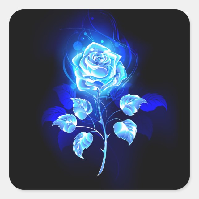 Sticker Carré Rose bleu brûlant (Devant)