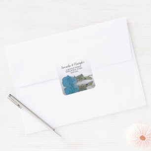 Sticker Carré Rose bleu turquoise Adresse de retour Enveloppe Sc