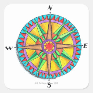 Sticker Carré Rose Compass