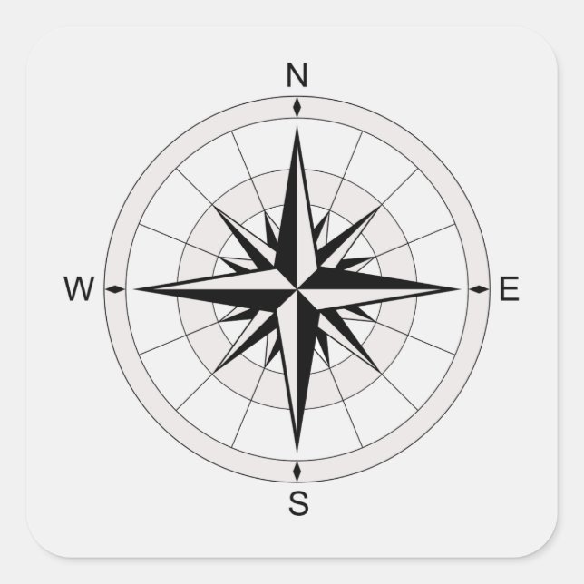 Sticker Carré Rose Compass vintage (Devant)
