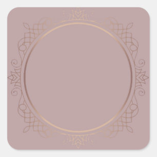 Sticker Carré Rose Creative Gold Blank Modèle Ajouter votre text