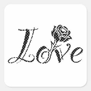 Sticker Carré Rose d'amour