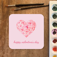 Rose d'aquarelle personnalisé Coeur Saint-Valentin