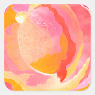 Sticker Carré Rose de chou III