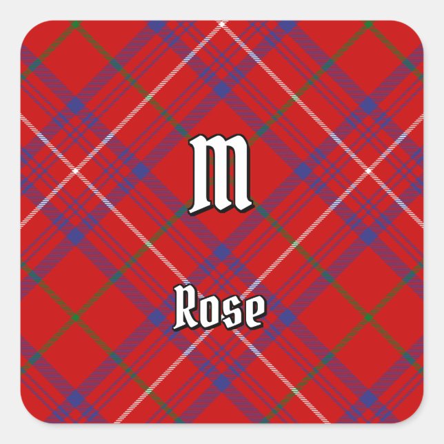 Sticker Carré Rose de clan Tartan (Devant)