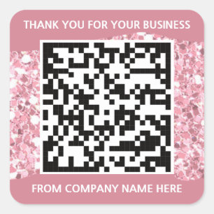 Sticker Carré Rose de Merci de nom QRCode personnalisé