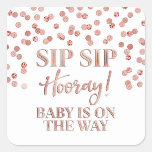 Sticker Carré Rose d'or Confetti Sip Sip Hooray