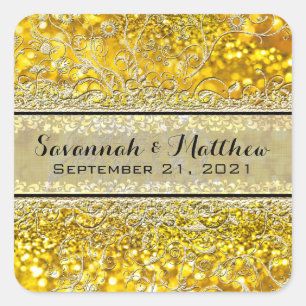 Sticker Carré Rose d'or Tourbillonnant Carré romantique Mariage