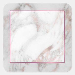 Sticker Carré Rose Elite Marbre Or Blank Modèle Élégant