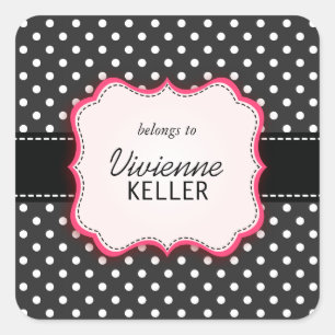 Sticker Carré Rose et pois