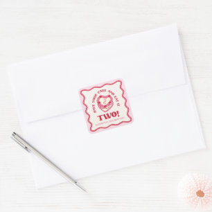 Sticker Carré Rose Féminin Ayez Votre Gâteau et Mangez-Le Deux A