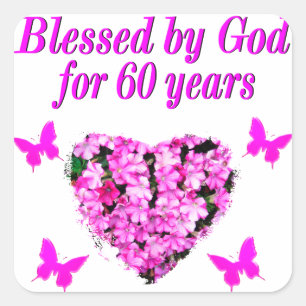 STICKER CARRÉ ROSE FLORALE CHRÉTIEN 60E ANNIVERSAIRE CONCEPTION