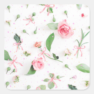 Sticker Carré Rose Flowers