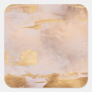 Sticker Carré Rose Gold Blush and Gold Texture
