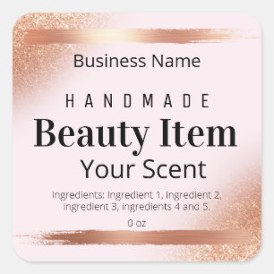 Sticker Carré Rose Gold Corps Beurre crème Lotion Lip Balm Étiqu