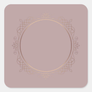 Sticker Carré Rose Gold Élégant Modèle Vierge Ajoutez Votre Text