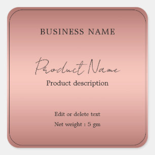 Sticker Carré Rose Gold Elegant Moderne Minimale Produit Étiquet