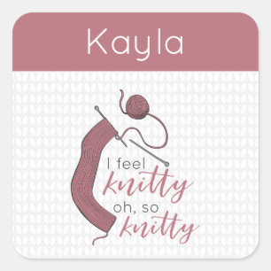Sticker Carré Rose Gold Je Me Sens Knitty, Oh So Knitty
