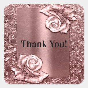 Sticker Carré Rose Gold Liquide Chrome Métallic Chic Cadeau de F