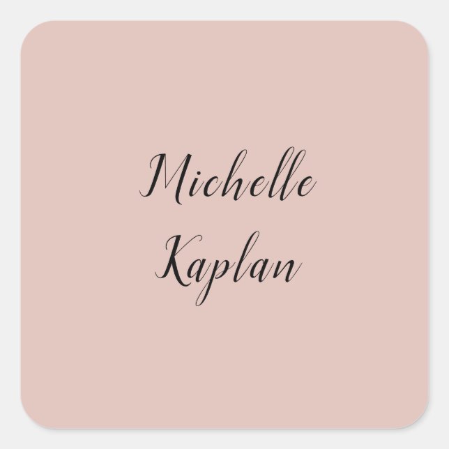 Sticker Carré Rose Gold Modern Professional Nom exclusif (Devant)
