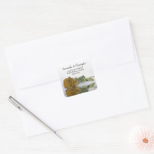 Sticker Carré Rose Gold Ochre Adresse de retour Enveloppe Sceau