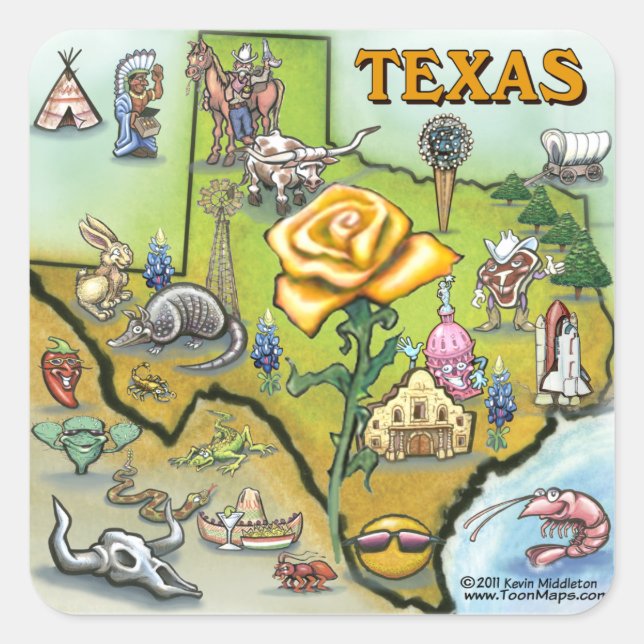 Sticker Carré Rose jaune du Texas (Devant)