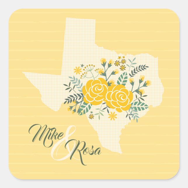 Sticker Carré Rose jaune du Texas - En vichy Mariage d'État (Devant)