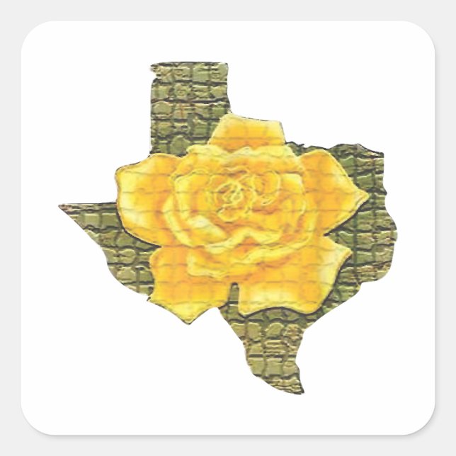 Sticker Carré Rose Jaune Du Texas Motif Flower (Devant)