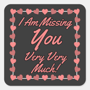 Sticker Carré Rose Je me manque vous aimez le cadre cardiaque