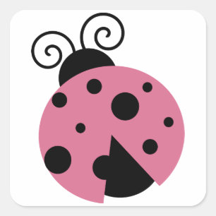 Sticker Carré Rose Ladybug