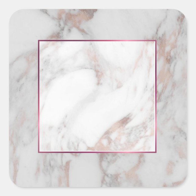Sticker Carré Rose Marbre or élégant Blank Modèle tendance (Devant)