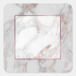 Sticker Carré Rose Marbre or élégant Blank Modèle tendance